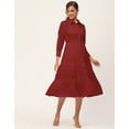 thumbnail image 3 of Moomaya Solid Tiered Dress For Women, Cotton Dress With Collar, 3 of 8