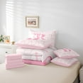 thumbnail image 5 of jejeloiu Initial Letter B Bedding Comforter Set,7pcs,Kawaii Bowknot Queen Bedding Sets,Pink White Queen Sheet Sets For Girls,Breathable Bedroom Decoration Reversible, 5 of 7