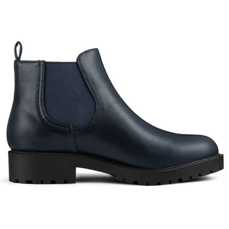 Women's Low Heel Round Toe Chelsea Ankle Boots Navy Blue US 7.5 | Walmart Canada
