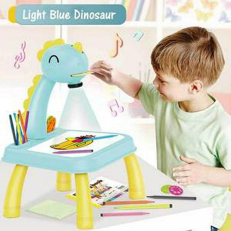 Children's Graffiti Color Drawing Board,Projector Painting Set for  Kids,Child Trace and Draw Projector Learn to Draw Playset for  Toddlers,Early Education Toys (No Battery)New Blue 