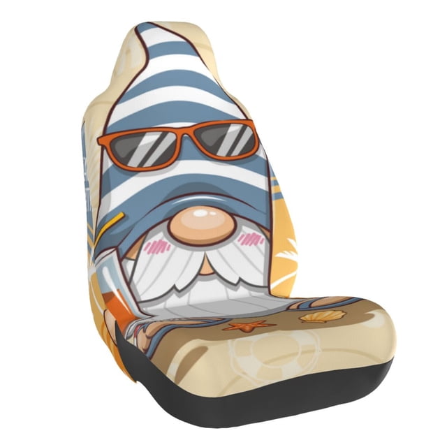 Balery Hello Summer Cute Gnome Funda de Asiento para Auto con Diseño - Cubierta Frontal Suave y Transpirable con Protector Antideslizante- 1 Unidad