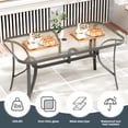 thumbnail image 4 of Arlopu Outdoor Patio Dining Set of 7, Rectangular Dining Table with Umbrella Hole and 6 Stackable Chairs for Lawn, Deck, Poolside, Backyard, 4 of 11