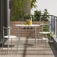 thumbnail image 4 of 3 Piece Kitchen Table Set, Dining Table Sets for 2, Compact Table and Chairs with Steel Frame & Shelf Storage for Bistro, Small Spaces, Apartment, White, 4 of 5