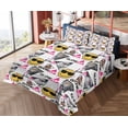 thumbnail image 4 of Ambesonne Emoji Fitted & Top Sheet Set with Sham, Contemporary Sculpture Heads, Pink Dimgray and Mustard, 4 of 5
