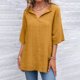 thumbnail image 2 of Camisas sueltas de algodón y lino de manga corta con cuello en V para mujer, blusas de verano OAVQHLG3B Store  lin121212, 2 of 5