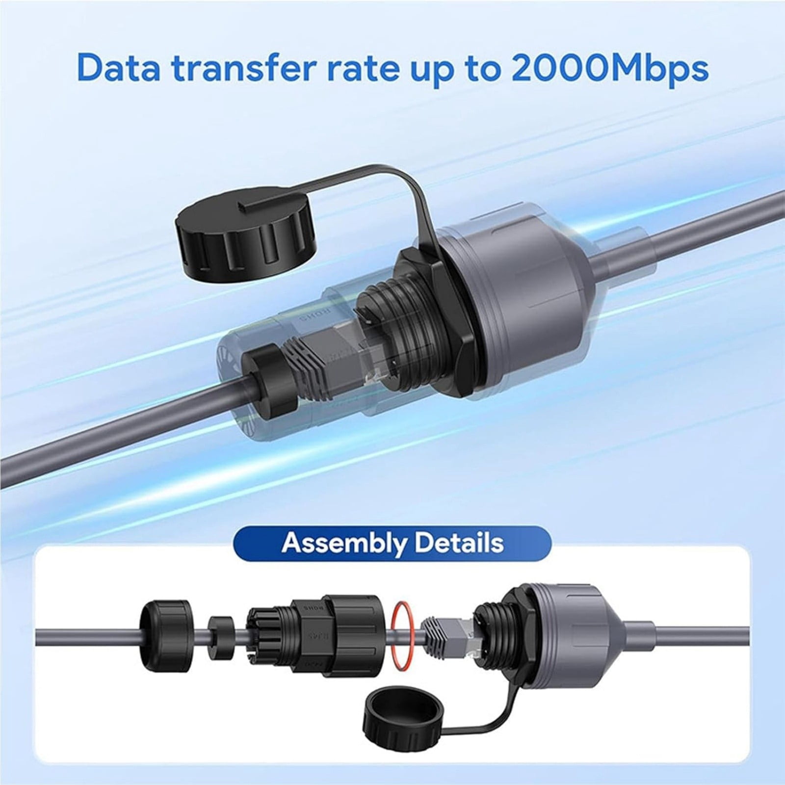 Ethernet Cable Adapter for Starlink Gen 3 (2-Pack), 0.5M Waterproof RJ45 Extension Cables, CAT5E FTP Shielded Outdoor Cord with IP68 Connectors for Router & Dish – Plug-and-Play
