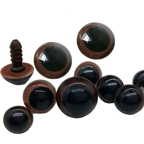 100PCS 14MM Brown Plastic Safety Eyes Craft Eyes Without Cushion DIY Scrapbooking Crafts Decoration Doll Buttons Making Accessories for Sewing Crafting Teddy Bear Toy Accessories