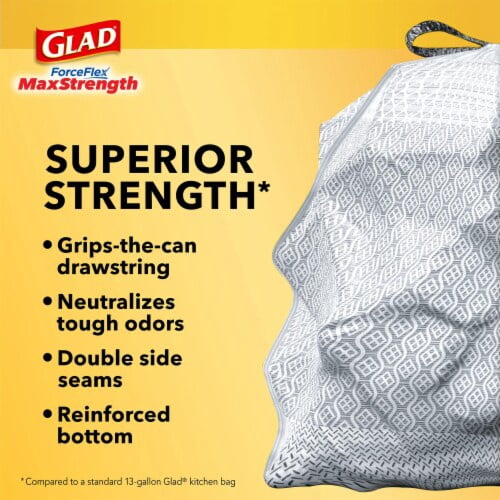 2X - Glad ForceFlex MaxStrength with Clorox Eucalyptus and Peppermint Tall Kitchen Drawstring Trash Bags 34 ct