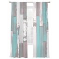 thumbnail image 2 of Sheer Curtains 96 Inches Long 2 Panels, Retro Green White Wood Board Rod Pocket Curtain Voile Draperies, Abstract Geometric Stripes Light Filtering Window Treatment for Living Room Kitchen Bedroom, 2 of 8