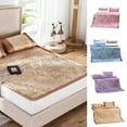 thumbnail image 2 of thinsony 3Pcs Bedding Set Summer Sleeping Mat Cooling Mattress Topper Pad Summer Ice Silk Bed Cover, 2 of 8