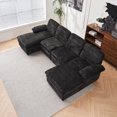 thumbnail image 3 of Modular Sectional Sofa with Chaise, 110 Oversized Chenille U-Shaped Sofa, Modern 6 Seater Upholstered Cloud Couch with Thicked Cushion for Living Room, 3 of 9