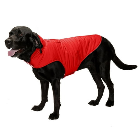 UPC: 0842229129281 | FurHaven Pet Coat | Water-Repellent Reversible Reflective Puffer Dog Coat Red Extra Large