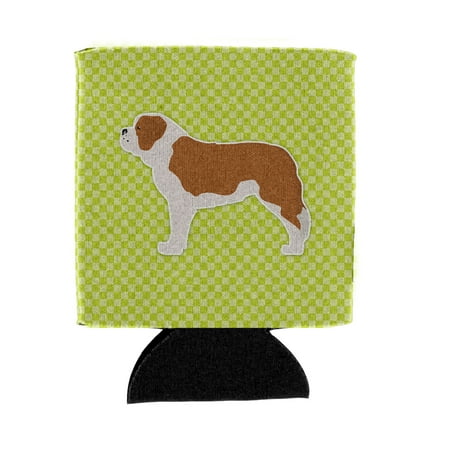 

Carolines Treasures BB3876CC Saint Bernard Checkerboard Green Can or Bottle Hugger Can Hugger multicolor