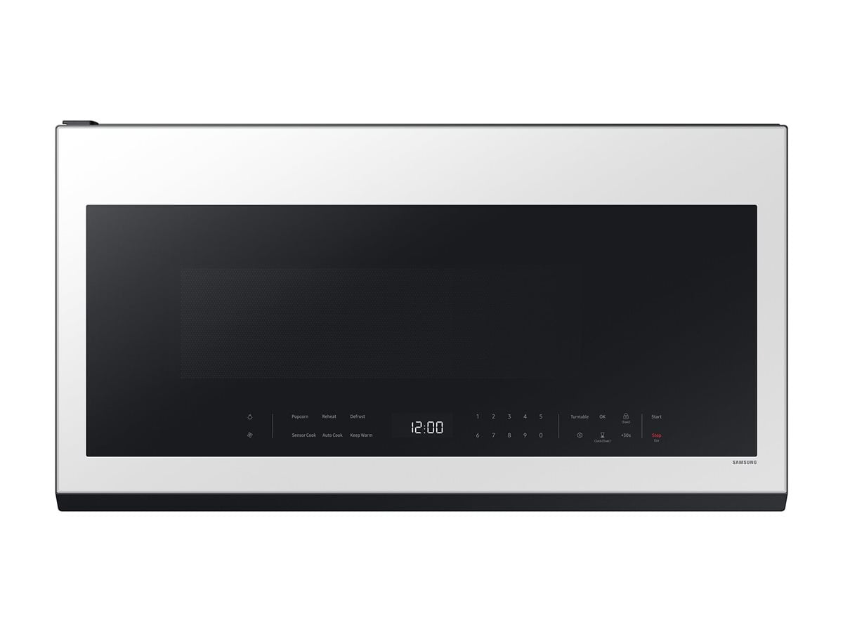 Samsung BESPOKE ME21DB630012AA - Microwave oven - over-range - 2.1 cu. ft - 1000 W - white glass with built-in exhaust system