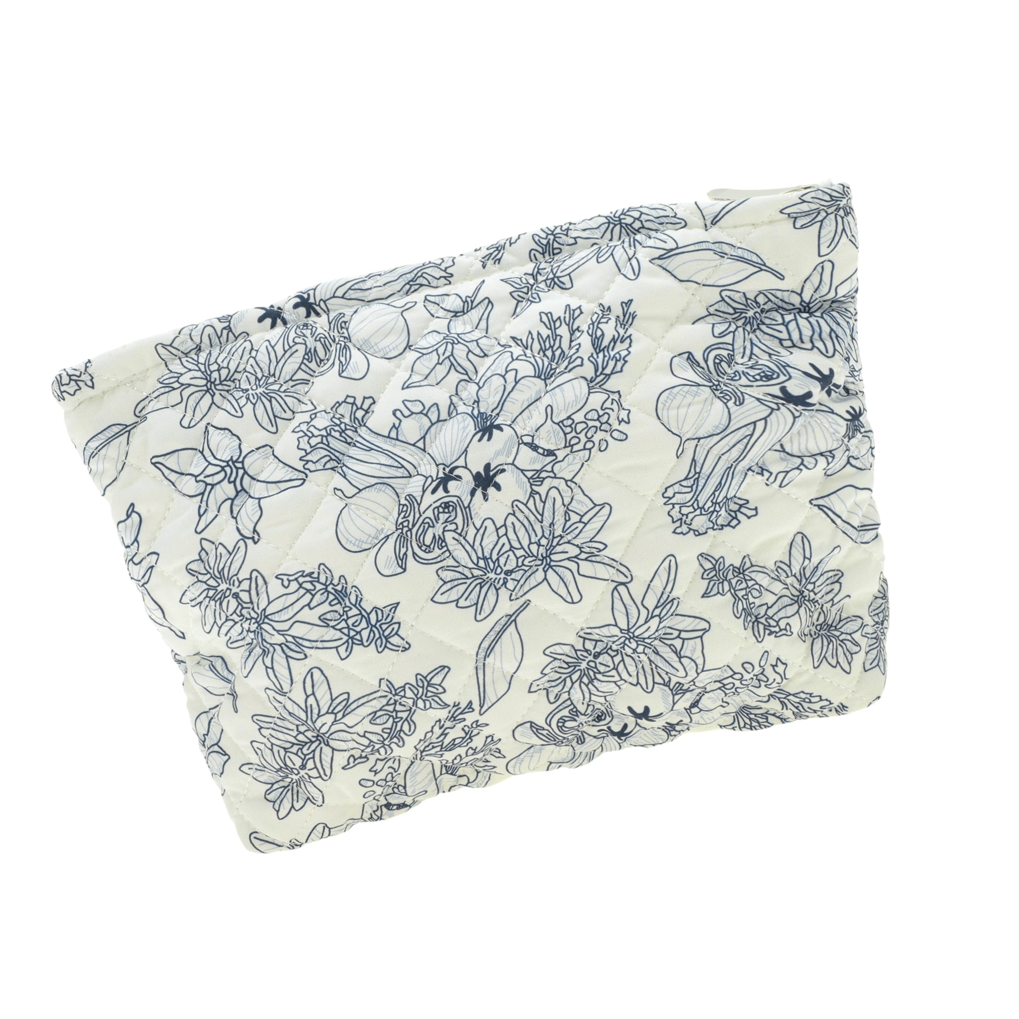 Unique Bargains Floral Quilted Clutch Makeup Bag Cyan for Travel and Storage