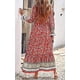 thumbnail image 4 of Vestido maxi de manga larga para mujer - Cuello en V Casual Botón abajo Estampado floral bohemio Vestidos largos de otoño Xemadio WMZL-2296-15, 4 of 6