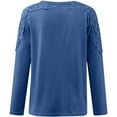 thumbnail image 4 of UJNDER Women's Round Neck Solid Color Hollow Stitching Long Sleeve T Shirt Tops for Women Delicate Design Light Blue XXXL, 4 of 5