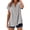 Gray, variant on Women's Shirts Short Sleeve Button Up Plus Size Striped V Neck Roll Cuff Loose Top