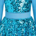 thumbnail image 7 of IBTOM CASTLE Girls Sparkle Sequins Dance Outfit Kids Latin Hip Hop Jazz Dancewear Mesh Long Sleeve Glitter Dress with Shorts Set 湖蓝色, 7 of 7