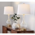 thumbnail image 3 of 27" Clear Crackle Glass Table Lamps w/ Ribbed Teardrop Base and Off-White Linen Shades (Set of 2), 3 of 9