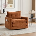 thumbnail image 2 of Nmkwnr Upholstered Chenille Club Chair Armchair with Metal Base, Modern Swivel Accent Chair for Living Room, Office, Bedroom, Brown, 2 of 9