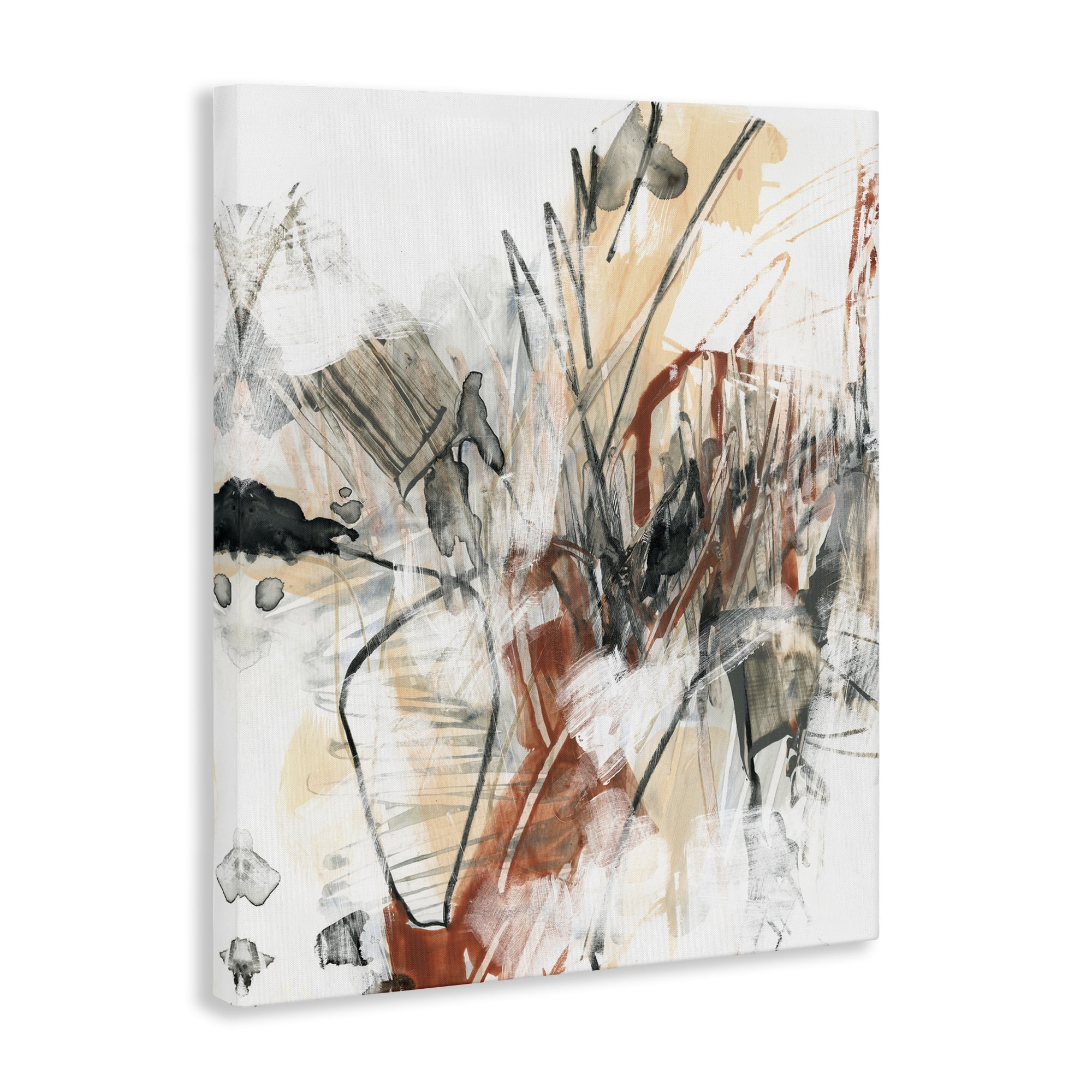Stupell Industries Terracotta & Grey Abstract Abstract Painting Wrapped Canvas Art Print Wall Art, 16 x 20