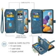 thumbnail image 3 of Asuwish Compatible with Samsung Galaxy A21 Wallet Phone Case and Tempered Glass Screen Protector Faux Leather Flip Credit Card Holder Stand Zipper Slot Folio Purse Cell Cover for 21A 2020 Women Blue, 3 of 6