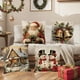 thumbnail image 1 of Juego de 4 fundas de almohada navideñas | Fundas de almohada con estampado navideño de Papá Noel | Fundas de cojín decorativas de poliéster de 45 x 45 cm para sofá cama y salón, 1 of 5