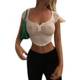thumbnail image 1 of SUNSIOM Woman's Sexy Solid Top, Low-cut Short Sleeve Midriff-baring Pullover, 1 of 7