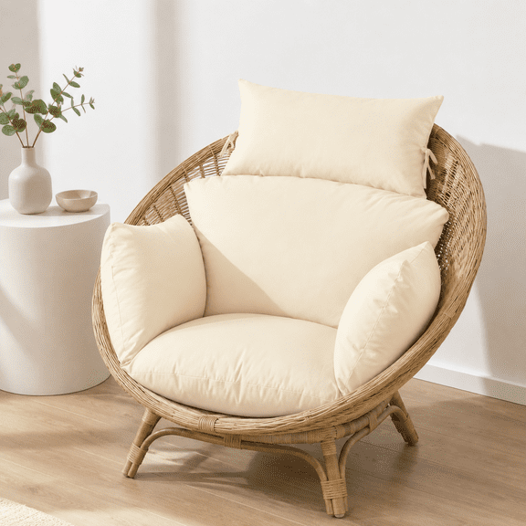 Beige 47x31.5x4.7 Inch Thick Foldable Removable Waterproof Egg Chair Cushion Replacement