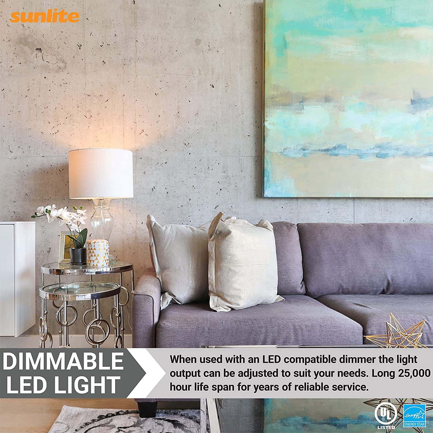 Sunlite LED A19 Light Bulb, 12 Watts (75W Equivalent), GU24 Twist and Lock Base, Dimmable,UL Listed, 2700K Warm White, 6-Pack