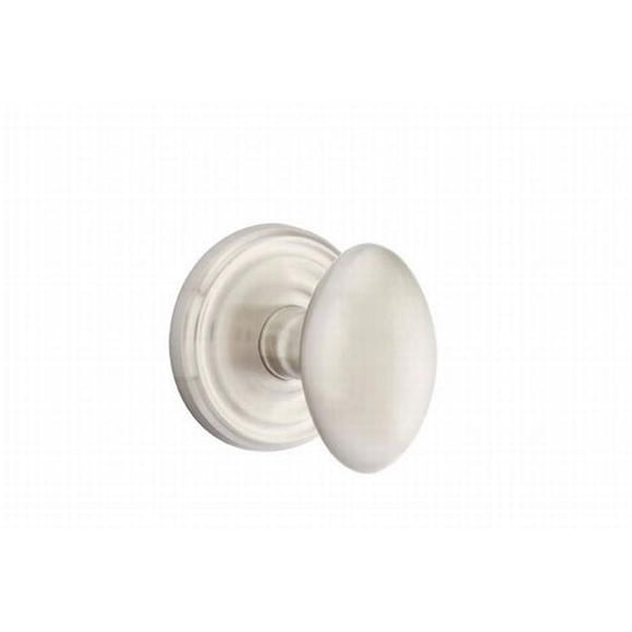 Egg Knob Passage with Regular Rose, Satin Nickel