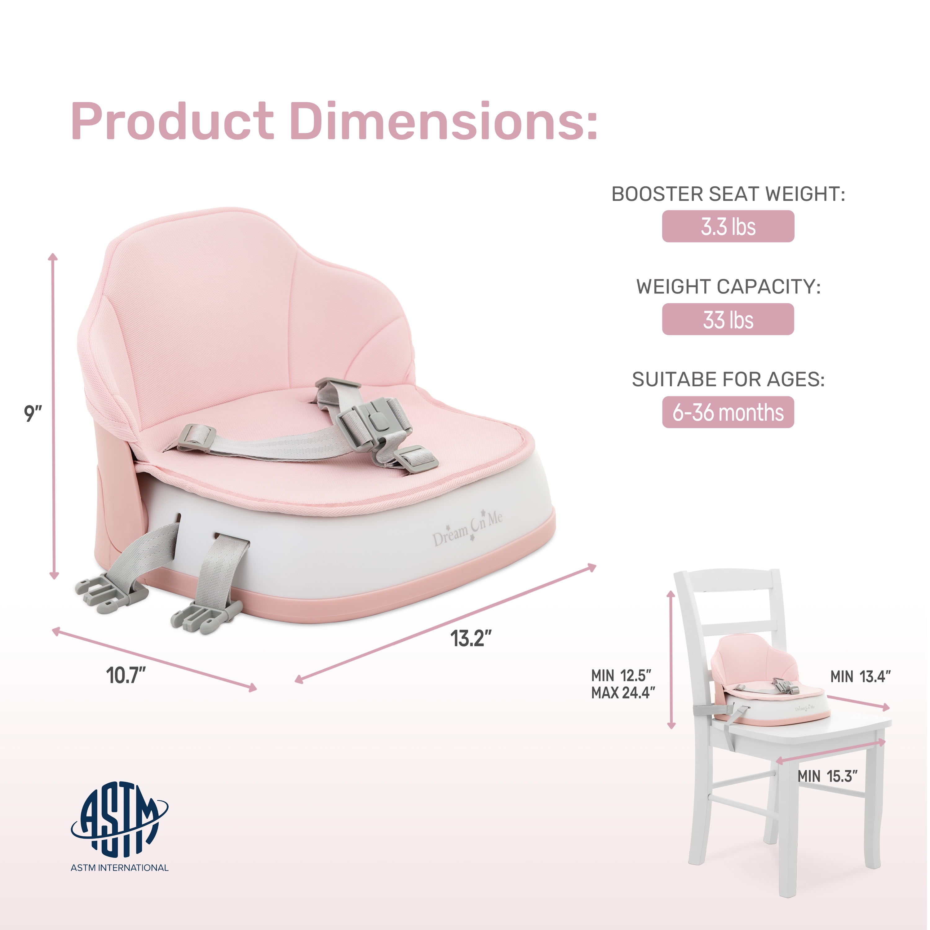 Dream On Me Cozy Pod Booster Seat with Removable Cover, Pink