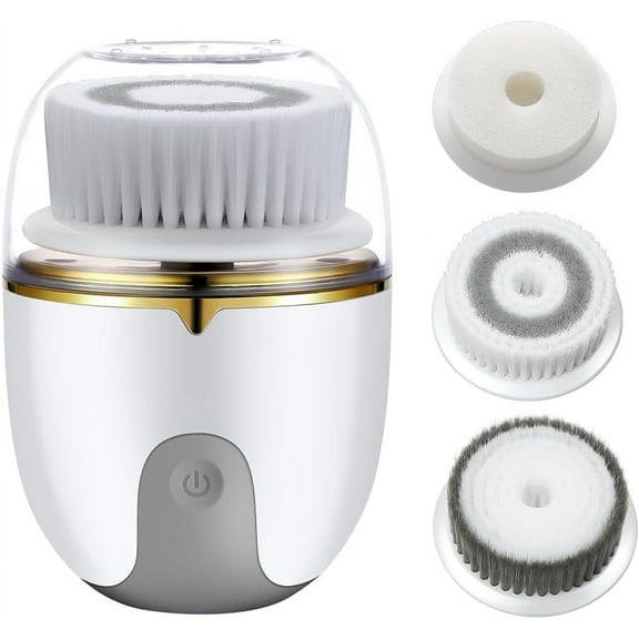 Facial Cleansing Brush Face Scrubber, Electric Waterproof Rechargeable Facial Exfoliating Spin Cleanser Device with 3 Cleanser Heads and 2 Speeds Adjustable