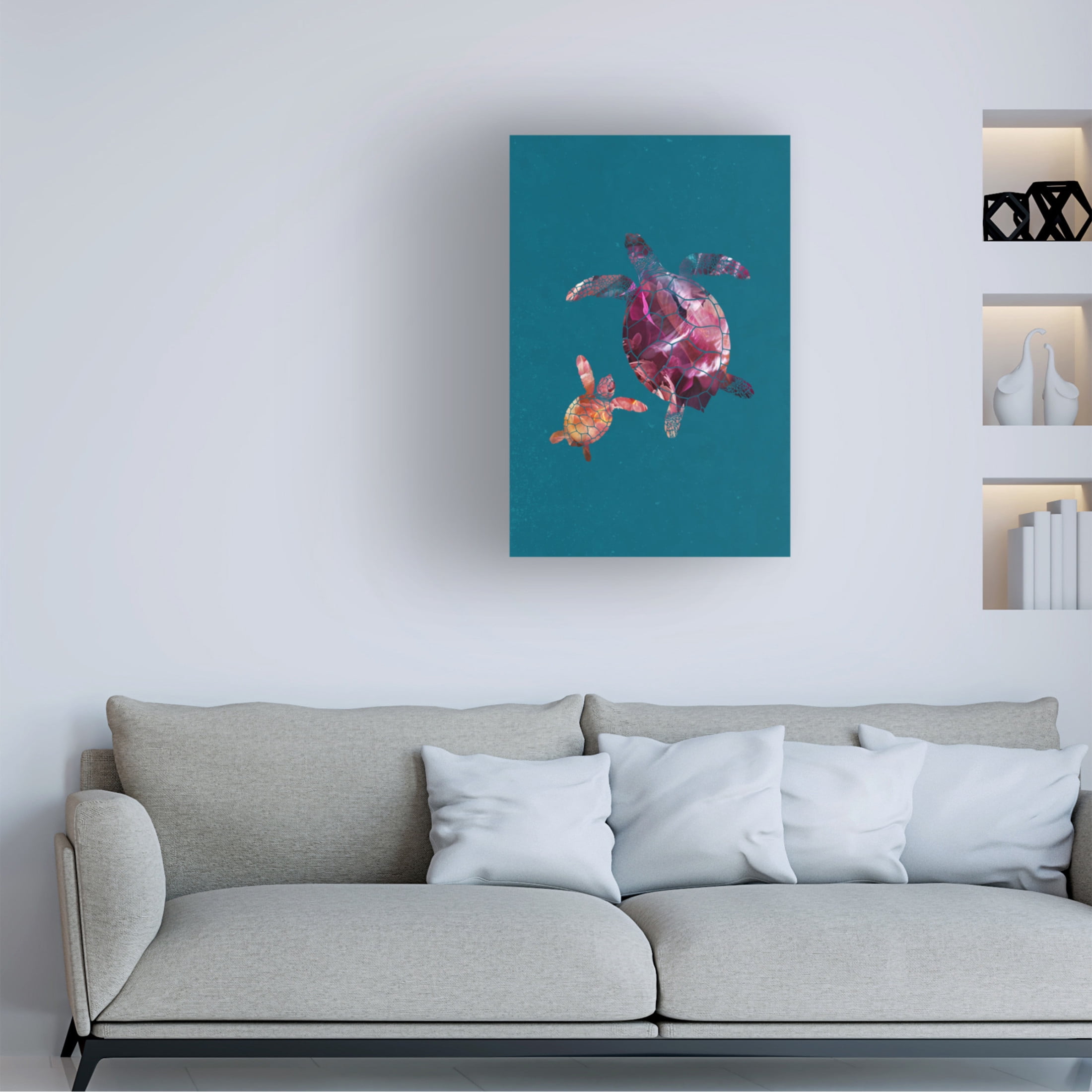 Trademark Fine Art Sarah Manovski Colourful Turtles Canvas Wall Art