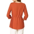 thumbnail image 4 of Allegra K Women's V Neck 3/4 Sleeves Drawstring Waist Peplum Chiffon Blouse, 4 of 7