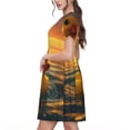 thumbnail image 2 of Daiia Robe de Natation Jaune Canard Imprimé pour Femmes 2025 Tendance Manches Courtes Robes Décontractées Amples Fluides Maxi Robes de Soleil, 2 of 6