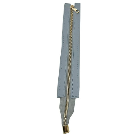 30cm PU Leather Zipper with Holes Metal Zipper DIY Zipper Replacement Hardware Zipper Accessories for Sewing Handbag