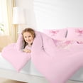 thumbnail image 3 of Manfei Pink Watercolor Letter Y Bow Queen Comforter Set, Cute Princess Style Bedding Comforter Set for Girls Women, Pink Reversible, 3 Pieces, 3 of 6