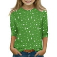 thumbnail image 2 of KAUOD Kids Teens Girls Polka Dots T-Shirt 3/4 Sleeve Round Neck Summer Casual Tee Toddler Soft Breathable Top Children Clothes, 2 of 4