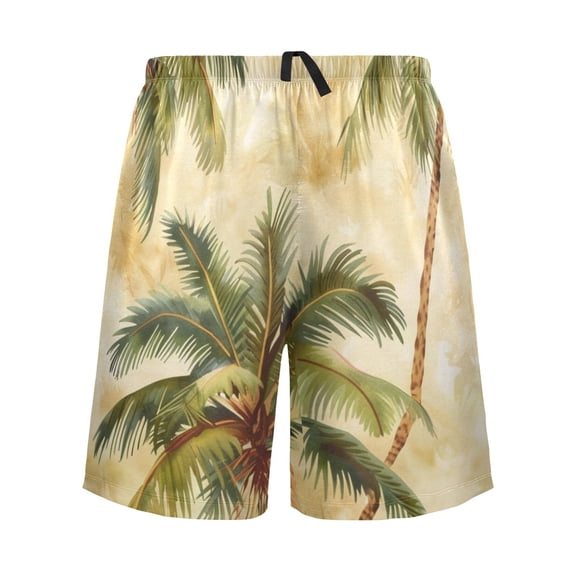 joogoo Mens Swim Trunks Retro Palm Trees Beach Shorts Drawstring Elastic Waist Swimwear Bathing Suits L
