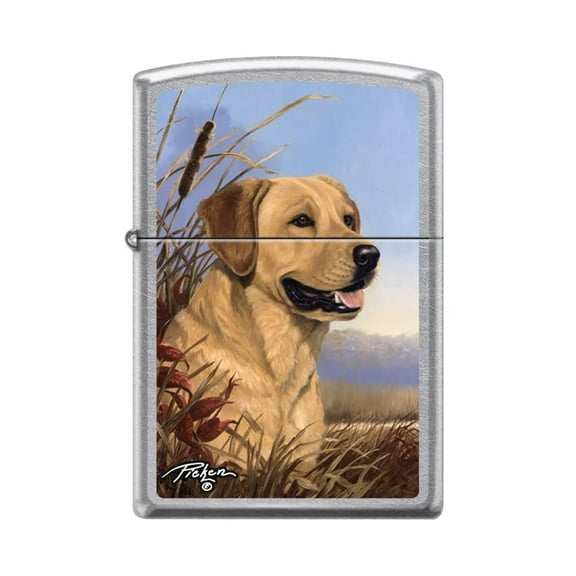Zippo Lighter -Personalized Customize Message Engrave on Backside for Linda Picken Dog Lab Painting Street Chrome #Z5361