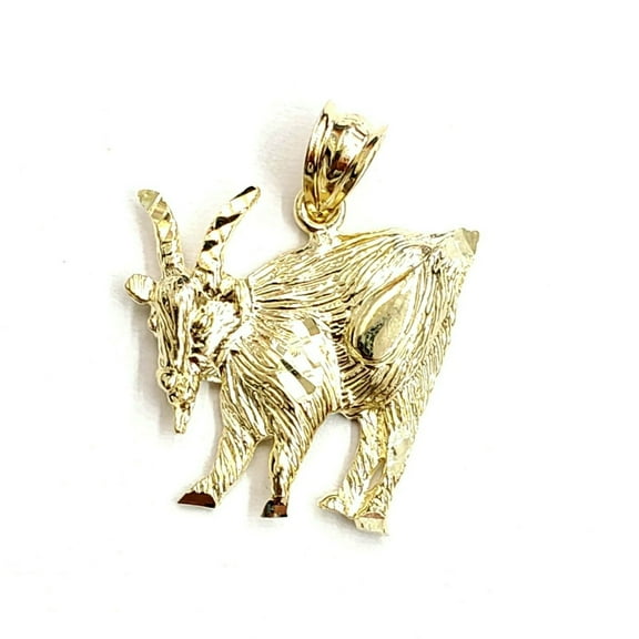 New 10k yellow Gold Goat Pendant charm diamond cut animal fine gift jewelry 2.6g