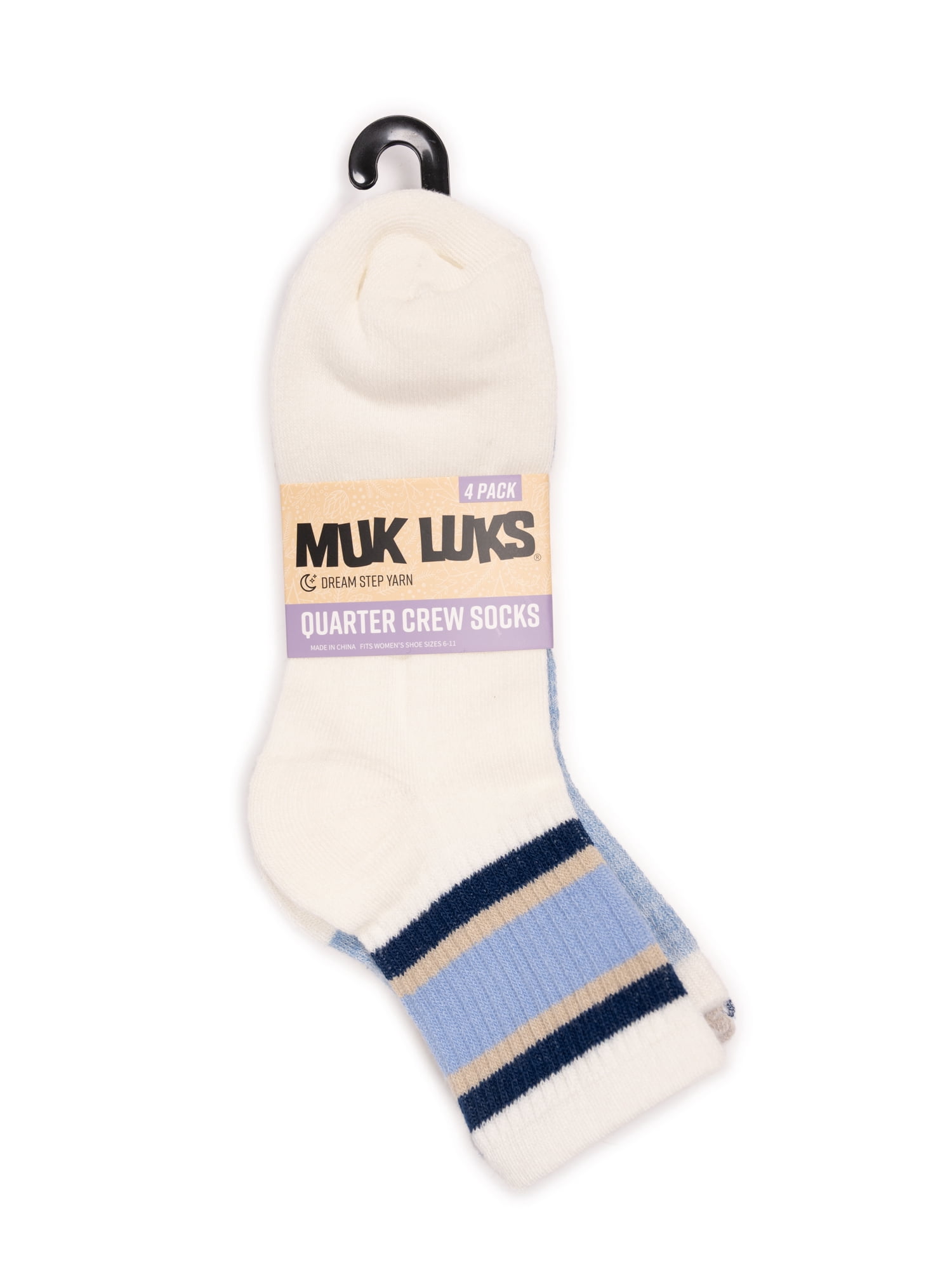 MUK LUKS Women's Dream Step Quarter Crew Socks, 4 Pair Pack