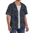 thumbnail image 4 of KLL Golden Peonies Print Men's Shirt Short Sleeve Button Down Summer Cuba Beach Shirts- Small, 4 of 7