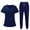 A007-Navy, variant on Scrubs for Women Scrub Set - Jogger Pant and Comfort Stretch V-Neck Top, Easy Care Workwear Nurse Uniforms Brown L