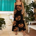 thumbnail image 3 of Women's Halloween Jumpsuits Spiderweb Candy Wide Leg Backless Funny Rompers Bat Castle Sleeveless Horror Overalls, L, 3 of 5