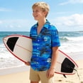 thumbnail image 6 of Atogsazn Kids Boys Hawaiian Floral Printed Shirts Children Casual Button Down Short Sleeve Shirt Beach Summer Tops Dark Blue 5-6 Years Fashion, 6 of 8