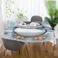 thumbnail image 4 of WOBOGO Blue Scarf Penguin Pattern Square Tablecloth 60×60in Polyester Fabric Tablecloth Washable Dust Resistant Wrinkle Resistant, 4 of 9