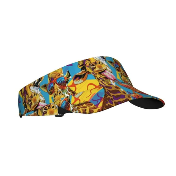 Balery Colorful Giraffes with Drinks Sport Wear Athletic Visor Sun Sports Visor Hat Visor Adjustable Cap for Women and Men (One Size)